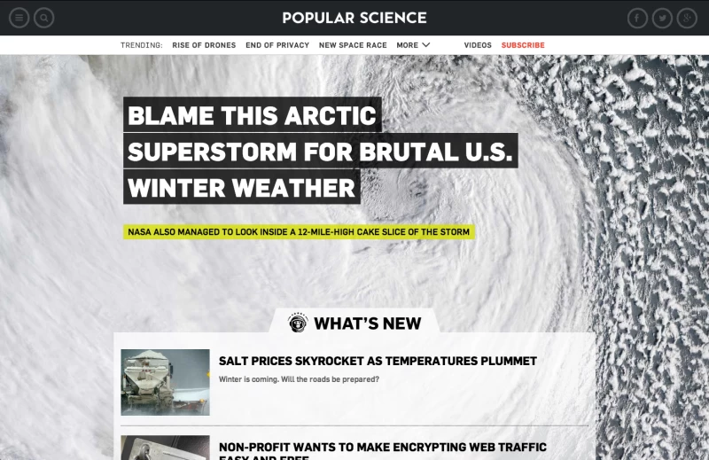 PopSci.comホームページのスクリーンショット