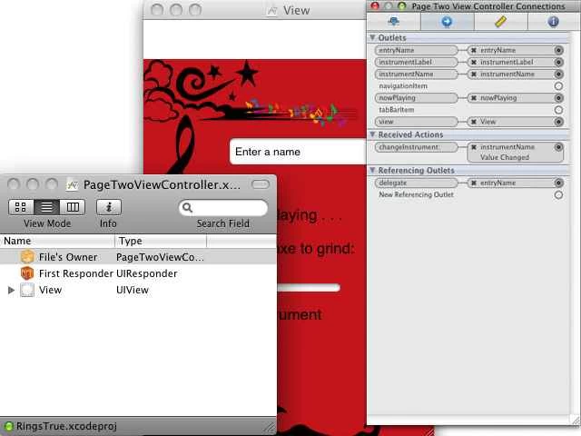 Xcode 内のインターフェース ビルダー。