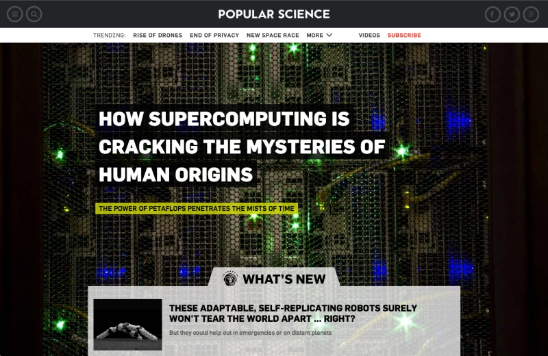 PopSci.comホームページのスクリーンショット