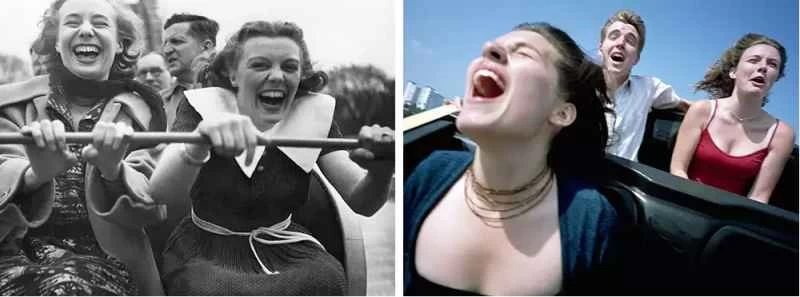 ジェットコースターに乗る友達