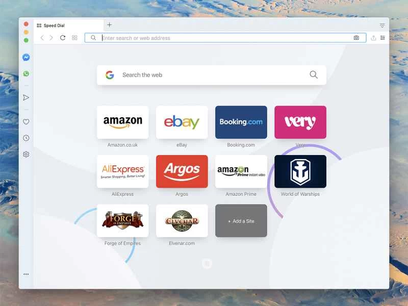 Operaウェブブラウザのスクリーンショット