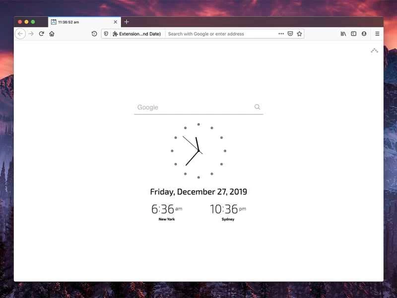Google Chromeの新規タブページ用のCaretTabブラウザ拡張機能のスクリーンショット